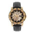 Relógio REIGN Philippe Automatic Skeleton Black Leather