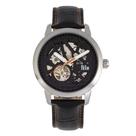 Relógio REIGN Rudolf Automatic Skeleton em couro prateado/laranja