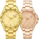 Relogio rose aco inox + relogio feminino prova dagua dourado banhado original combo qualidade premium presente kit