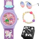 Relogio Roxo Infantil Silicone + Oculos Pulseira + Caixa protecao uv menina crianca acetato pulseira ajustavel presente
