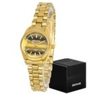 Relógio Seculus de Pulso Feminino Aço Dourado Pequeno