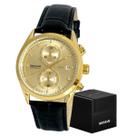 Relógio Seculus Dourado Pulseira Couro Original Masculino