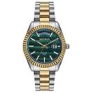 Relógio SECULUS Feminino Bicolor Catraca Facetada Mostrador Verde Ref. 77323LPSVBA3
