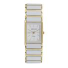Relogio Seculus feminino branco e dourado ceramica quadrado pequeno vidro de safira classico luxo 77230LPSVDQ1