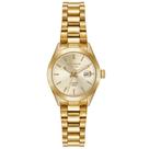 Relogio Seculus feminino dourado Automático pequeno maquina aparente no fundo a prova de agua 100% aço inox 44292LPSVDA1