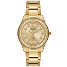 Relogio Seculus feminino dourado grande a prova de agua com pedrinhas strass vidro facetado banhado 77309LPSVDS3