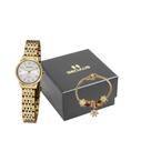 Relógio Seculus feminino dourado prata pequeno com numeros kit pulseira semi joia a prova dagua 77134LPSVDA1K1 original
