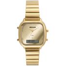 Relogio Seculus feminino dourado quadrado anadigi digital analógico 77179LPSVDS1