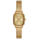 Relogio Seculus feminino dourado quadrado pequeno retangular cravejado strass pulseira esteira 77344LPSVDS1