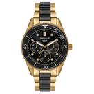Relógio SECULUS Feminino Multifunção Cerâmica Preto e Dourado Ref: 77293LPSVDQ2