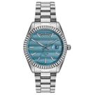 Relogio Seculus Long Life feminino prata prateado e azul
