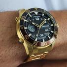 Relógio Seculus Masculino Anadigi Aço Dourado 77112GPSVDA4