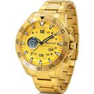 Relógio Seculus Masculino Anadigi Quartz Cronógrafo Esportivo Casual Analógico Digital Dourado Em Aço Inoxidável A Prova Dágua Em 100 Metros Original