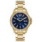 Relógio Seculus Masculino Dourado Aço Calendário Azul 44208GPSVDA3
