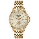 Relogio Seculus Masculino Dourado Maçom Maçonaria aço inox com calendario 44201GPSVDA1
