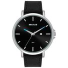 Relogio Seculus Masculino prateado preto pulseira de couro minimalista com calendario 44181G0SVNC1 Relogio Seculus Masculino prateado preto pulseira de couro minimalista com calendario 44181G0SVNC1