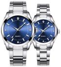 Relógio SENRUD Couple Fashion, conjunto prateado de aço inoxidável