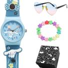 relogio silicone azul infantil + oculos pulseira crianca presente menina acetato qualidade premium protecao uv
