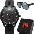 Relogio silicone infantil aranha preto + oculos sol original oracao pai nosso robusto qualidade premium pesado catolico