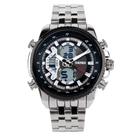 Relógio skmei 0993 analógico dgital social prateado inox masculino casual ponteiro