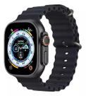 Relógio Smartwatch 9 Ultra Max 2024 49mm Faz Chamadas Bússola Caixa Prateado Pulseira Preto