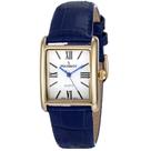 Relógio social feminino Peugeot em couro banhado a ouro 14K 26x34mm