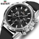 Relógio Swish Masculino Data Automática Cronógrafo 24 Horas Aço Inoxidável Relógio Swish Masculino Data Automática Cronógrafo 24 Horas Aço Inoxidável