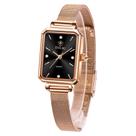 Relógio Taxau feminino em ouro rosa com pulseira de malha preta Relógio Taxau feminino em ouro rosa com pulseira de malha preta