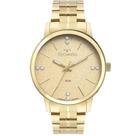 Relógio Technos Brilho Minimalista Feminino Monocromático Dourado Caixa Ultrafina em Aço Inoxidável Médio - 2036MSD/1X