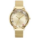 Relógio Technos Feminino - Dourado com Pulseira de Esteira e Pedras