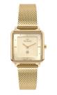 Relogio Technos feminino dourado pequeno quadrado Slim vidro Safira cravejado strass sofisticado luxo GL22AL/1D