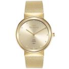 Relogio Technos feminino dourado slim vidro de safira pulseira esteira 1L22WM/1X