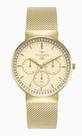 Relogio Technos feminino dourado slim vidro safira multifunçao cravejado pulseira esteira sofisticado luxo 6P29ALW/1D