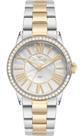 Relogio Technos feminino prata e dourado grande misto bicolor cravejado com pedrinhas strass 2035MYU/1K