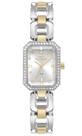 Relogio Technos feminino prata e dourado quadrado pequeno pulseira elos misto bicolor retangular 2036MTG/1K