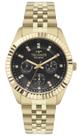 Relogio Technos feminino Riviera dourado preto multifunção cravejado com pedrinhas strass moderno sofisticado 6P79BW/1P