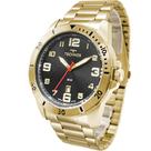 Relógio Technos Masculino Analógico De Pulso Dourado Casual Quartz Em Aço Inoxidável Brilha No Escuro Calendário Prova D água 50 Metros Original