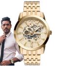 Relógio Technos Masculino Automático Classic Esqueleto Redondo Prova Dágua Casual Dourado 8205NQ/4X
