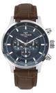 Relogio Technos Masculino cronografo mostrador azul pulseira de couro marrom calendario prova dagua JS25BCQ/0A original