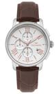 Relogio Technos Masculino Cronografo prata pulseira de couro marrom mostrador branco com algarismos romanos JS15ENY/0K