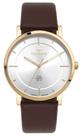 Relogio Technos Masculino dourado slim fino vidro de Safira anti-risco pulseira de couro social executivo luxo GL32AZ/0K