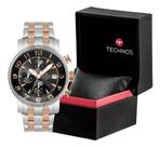 Relógio Technos Masculino Grandtech Bicolor Prata Rosé Preto Bicolor Preto