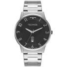 Relogio Technos Masculino prata preto Slim (fino) vidro de safira com numeros executivo luxo a prova de agua GM10YQ/1P