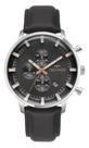 Relogio Technos Masculino prata pulseira de couro preto Cronografo calendario moderno a prova dagua JS15ENS/0P