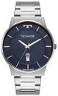Relogio Technos Masculino prateado slim azul prata VIDRO DE SAFIRA minimalista executivo aço inox GM10YQ/1A