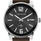 Relógio Technos Prata Golf Casual Masculino Executivo Calendário Couro Marrom Classic 2115MXB/0P