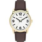 Relógio Timex Easy Reader Bold para homens, estojo dourado de 38 mm, couro