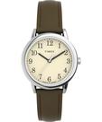 Relógio Timex Easy Reader, estojo de 30 mm, prateado, com pulseira marrom