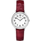 Relógio Timex Easy Reader, estojo de 30 mm, prateado e branco, mostrador feminino
