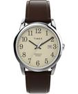Relógio Timex Easy Reader, estojo de 38 mm, prateado, pulseira marrom